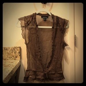 Brown silk sheer top